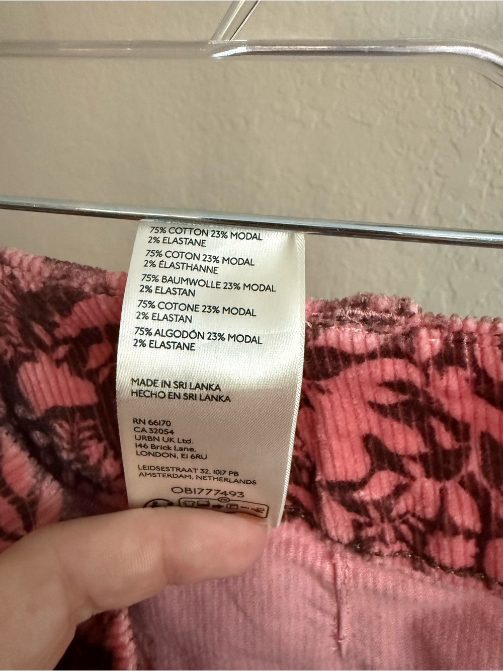 Anthropologie Maeve The Colette Pink Botanical Corduroy Wide Leg Pants 31 - Picture 6 of 15